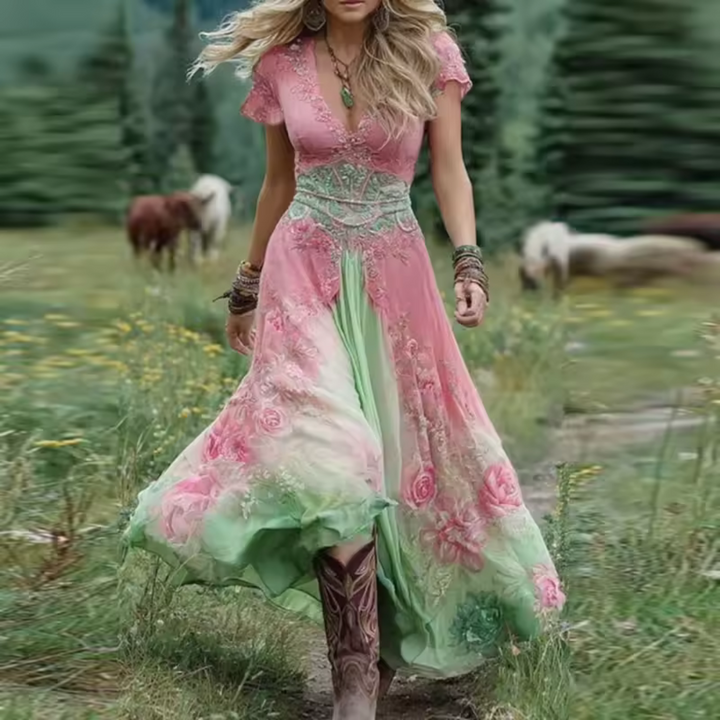 Civora™ | Chic Print Midi Dress