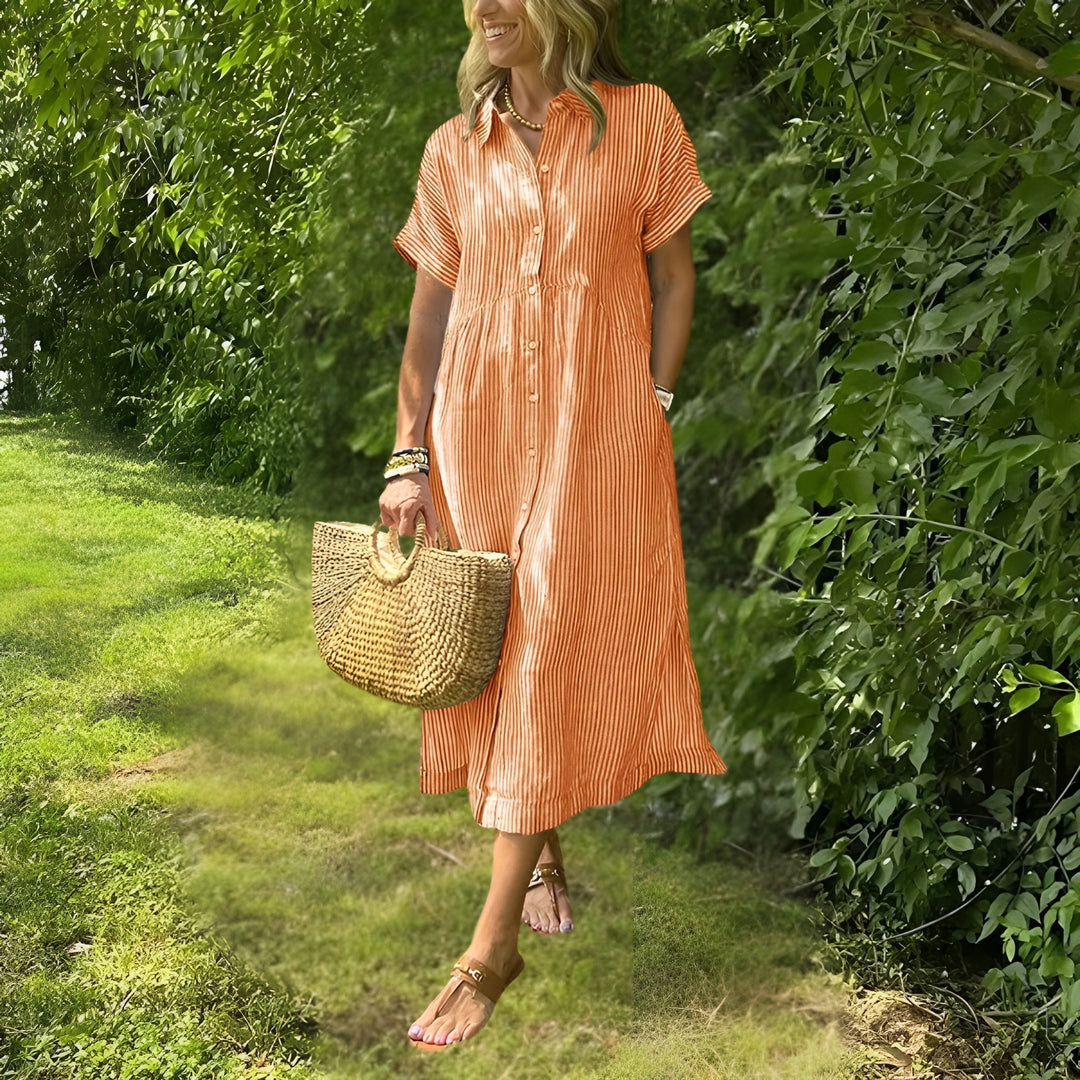 Fioria™ | Flattering Striped Shirtdress