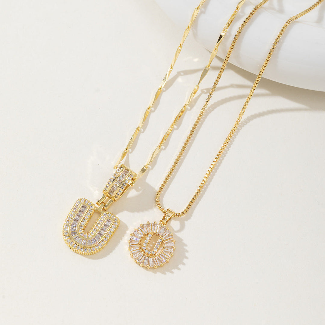 AISHA™ - Elegant 2-Pack Initial Letter Pendant Necklaces