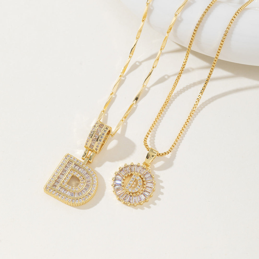 AISHA™ - Elegant 2-Pack Initial Letter Pendant Necklaces