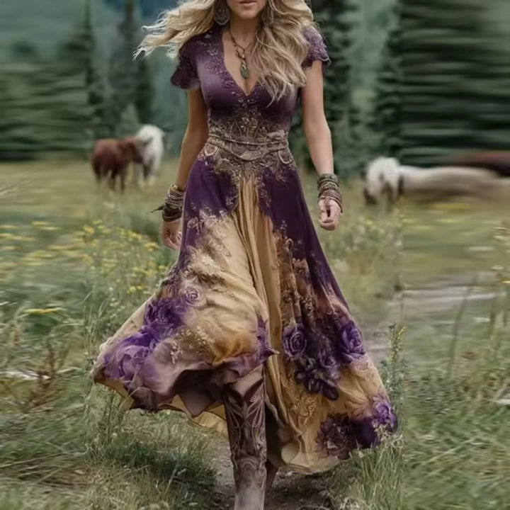 Civora™ | Chic Print Midi Dress