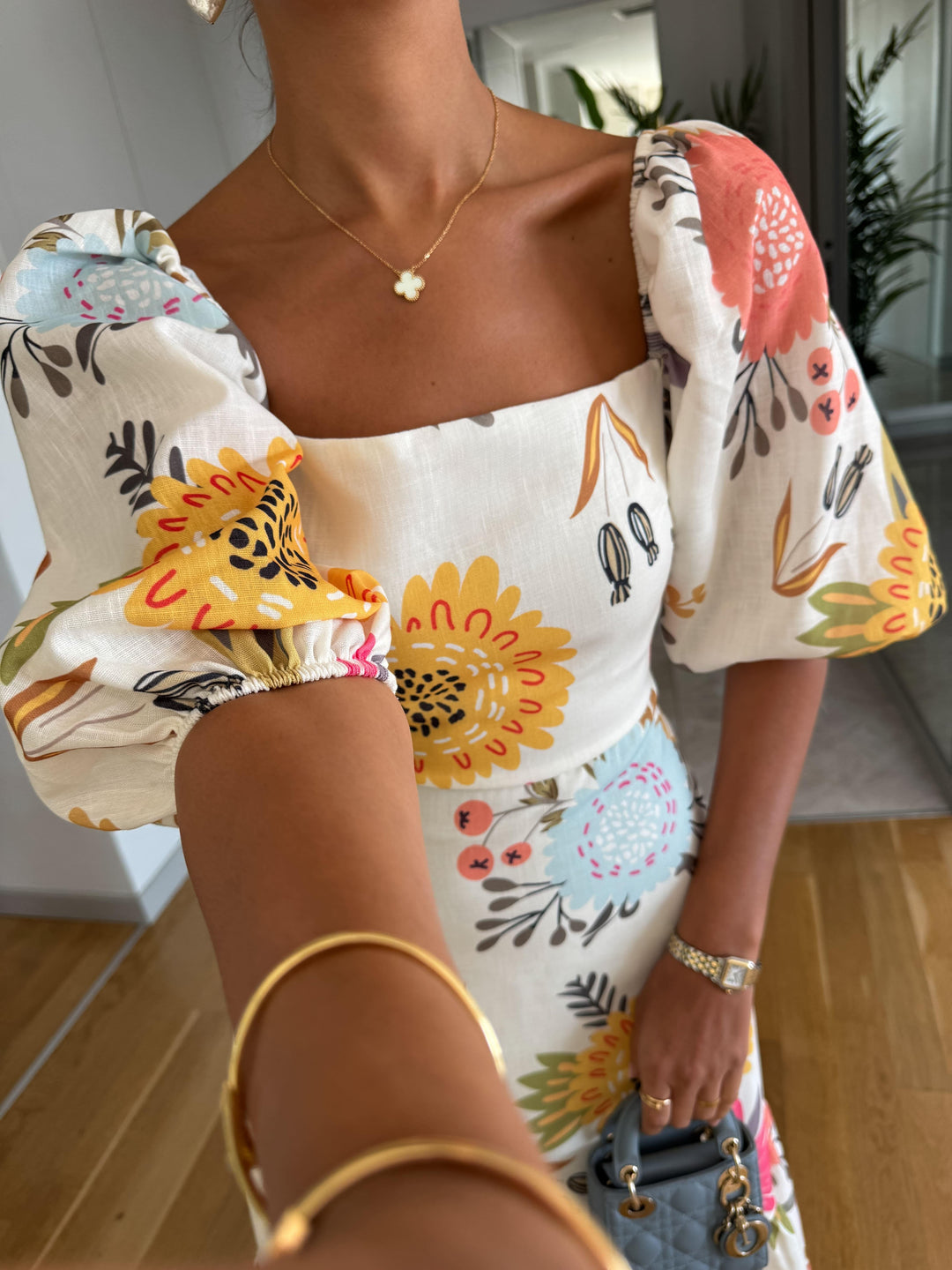 Elara™ | Floral Puff Midi