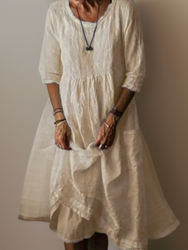 Carolien - Flowing Maxi Dress with Relaxed Round Neckline