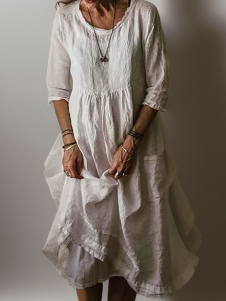 Carolien - Flowing Maxi Dress with Relaxed Round Neckline