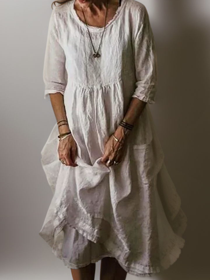 Carolien - Flowing Maxi Dress with Relaxed Round Neckline